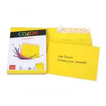 ELCO Color envelop C6 (114 x 162 mm), zonder venster, zelfklevend, 100 g/m², geel, 25 stuks (74634.72)