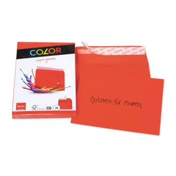 ELCO Color envelop C6 (114 x 162 mm), zonder venster, zelfklevend, 100 g/m², rood, 25 stuks (74634.92)