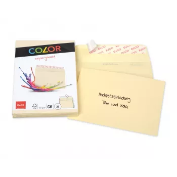 ELCO Color envelop C6 (114 x 162 mm), zonder venster, zelfklevend, 100 g/m², Chamois (crème), 25 stuks (74634.41)