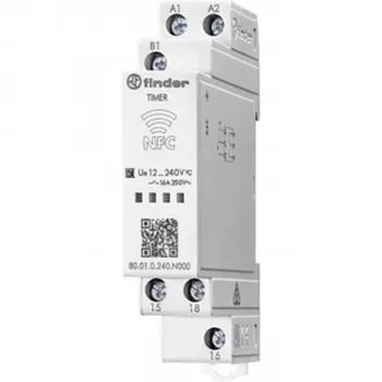 Finder 80.01.0.240.N000 multifunctie-tijdrelais, 240 V AC/DC, 2 s - 24 h, 1 wisselcontact, schroefaansluiting, 17,5 mm