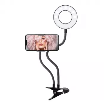 SBS draaibare LED-ring tafelclip 10 cm 3 lichtmodi zwart