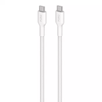 PURO Fabric Heavy Duty gevlochten USB-C naar USB-C kabel 1,2m wit