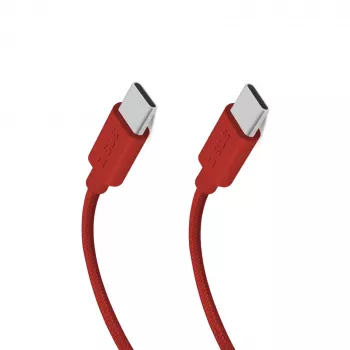 SBS TECABLETISSUETCCR USB-C naar USB-C kabel 1,5 m 60 W gevlochten rood