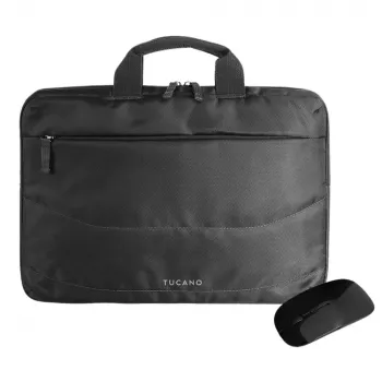 Tucano laptoptas-set voor maximaal 14 inch met muis zwart