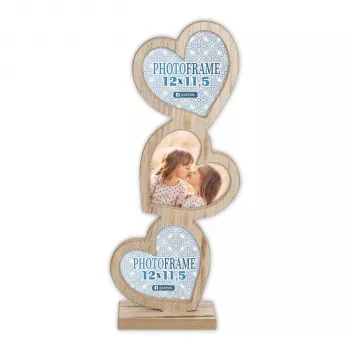ZEP Frida 3x12x11,5 cm Houten lijst met 3 harten RE333