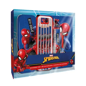 KIDS 11-in-1 Spider-Man school schrijfwarenset met etui, kleurpotloden, A5-notitieboek en meer