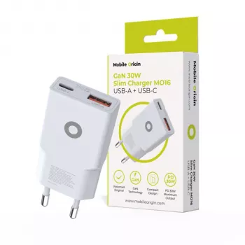 Mobile Origin 30W Slim oplader TÜV MO16 USB-A + USB-C