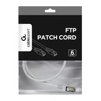 Gembird Cablexpert FTP Cat.6 patchkabel, RJ45 stekker – RJ45 stekker, folieafgeschermd, 0,5 m, wit (PP6-0.5M/W)