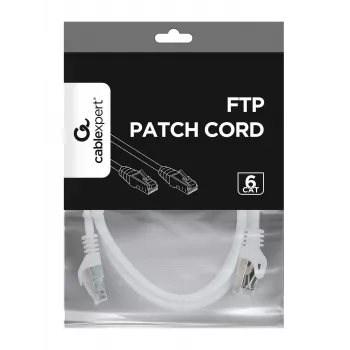 Gembird Cablexpert FTP Cat.6 patchkabel, RJ45 stekker – RJ45 stekker, folieafgeschermd, 1 m, wit (PP6-1M/W)