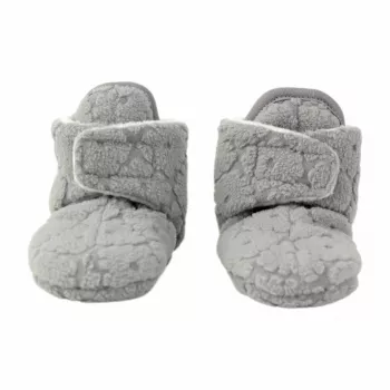 Lodger fleece Drizzle baby slofjes met antislipzool grijs 6-12 maanden