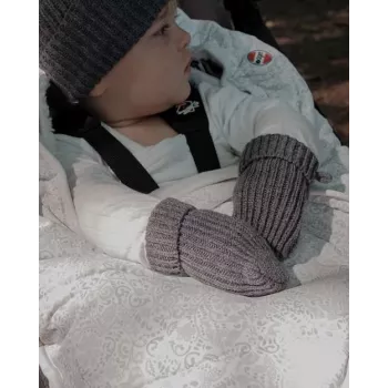 Lodger babyhandschoenen van 100% merinowol Graphite Pigeon 0-12 mnd