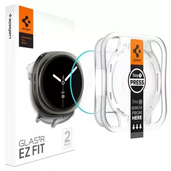 Spigen GLAS.tR EZ Fit displaybeschermingsglas voor Samsung Galaxy Watch 8 / Watch 9 (40 mm), 2 stuks (AGL09874)