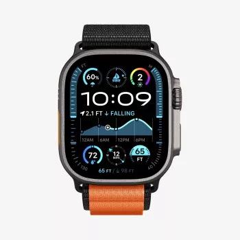 Spigen WBF1 band voor Apple Watch 8 / 9 / 10 / 11 / SE / Ultra (44 / 45 / 46 / 49 mm) zwart/oranje