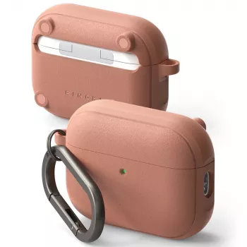 Ringke Onyx Magnetic hoesje voor Apple AirPods Pro 3, MagSafe-compatibel, met karabijnhaak, Constant Coral