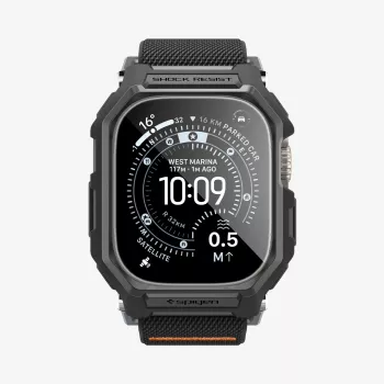 Spigen Rugged Armor & gehard glas Apple Watch Ultra 1 / 2 / 3 (49 mm) mat zwart
