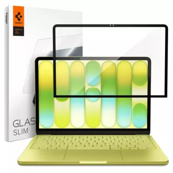 Spigen Glas.tR Slim volledige dekking gehard glas screenprotector voor Apple MacBook Neo 13 (2026) - zwart