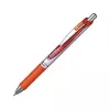 Pentel EnerGel Xm retractable gelpen - oranje inkt - 0.35 mm - zilveren behuizing met oranje accenten - rubberen grip - rond lichaam
