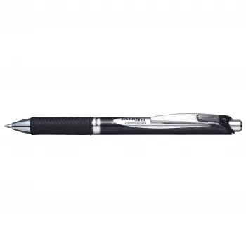 Pentel BLP77-AX retractable gelpen - zwarte inkt - 0.7 mm - op pigmentbasis - zwarte behuizing - zilveren clip - doos