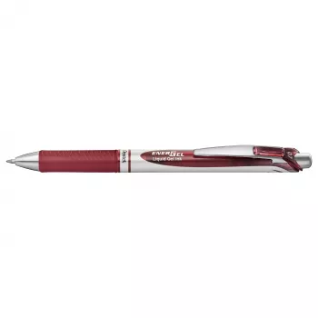 Pentel Energel BL77 intrekbare gelpen - bordeauxrode inkt - 0,7 mm - zilveren clip - ronde huls