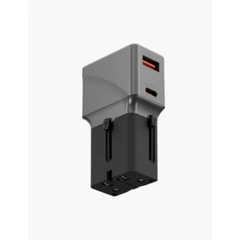 ENERGEA TravelWorld 1A1C 25W universele reisadapter gunmetal