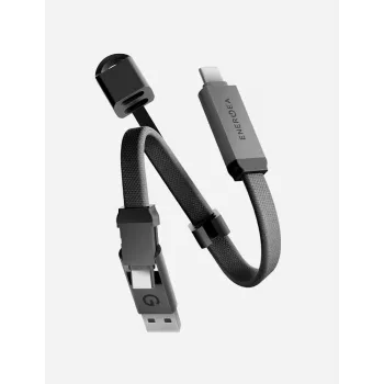 ENERGEA Sheath Key 2-in-1 USB-C naar USB-C/USB-A kabel 15cm gunmetal