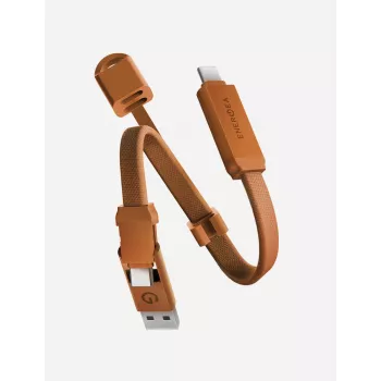 ENERGEA Sheath Key 2-in-1 USB-C naar USB-C/USB-A kabel 15cm oranje