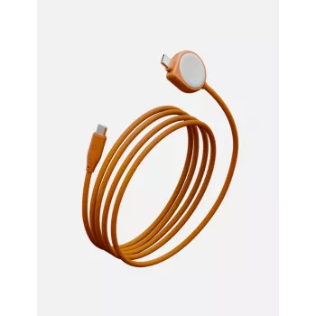 ENERGEA Flow Duo Watch 2-in-1 USB-C naar USB-C + Apple Watch oplader 480Mbps 60W 1,5m oranje
