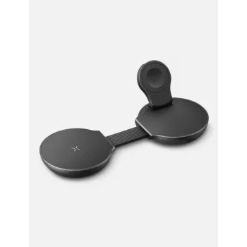 ENERGEA Alumag Trio 2 3-in-1 opvouwbaar Qi2 draadloos oplaadstation 25W gunmetal