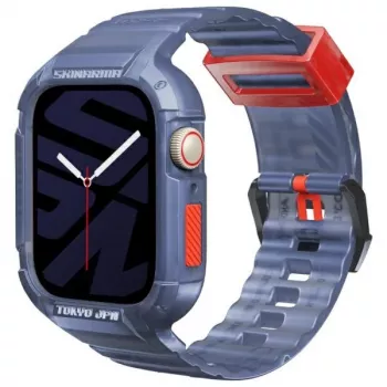 Skinarma Saido 2-in-1 hoes met geïntegreerde band voor Apple Watch 45/44mm donkerblauw