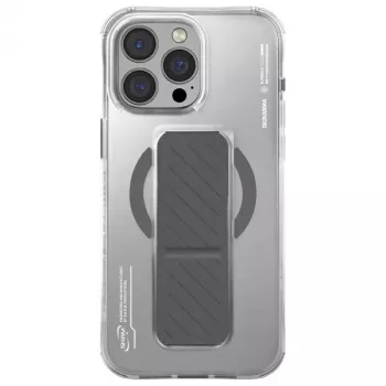 Skinarma Axon Case voor iPhone 16 Pro 6,3 inch, magnetisch laden + gripstandaard, titanium