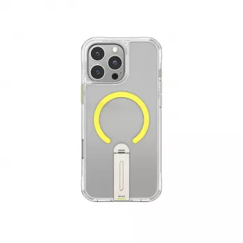 SKINARMA Helix Case voor iPhone 16 Pro Max, magnetisch laden, 360° draaibare standaard, transparant