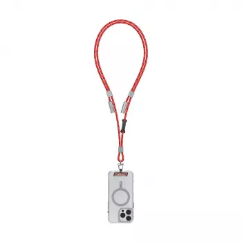 Skinarma Dyno Ve 2-in-1 telefoonlanyard met USB-C-oplaadkabel, 30 cm, rood