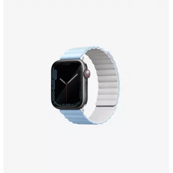 UNIQ Revix Reversible Magnetic Strap voor Apple Watch Series 1/2/3/4/5/6/7/8/9/SE/SE2/SE3 38/40/41mm Wit-Blauw
