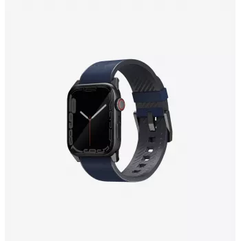 UNIQ Straden Leather Hybrid Strap voor Apple Watch 42/44/45/49mm Blauw