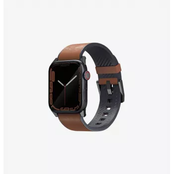 UNIQ Straden Leather Hybrid Strap voor Apple Watch 42/44/45/49mm Blauw