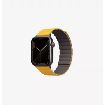 UNIQ Revix Reversible Magnetic Strap voor Apple Watch Series 1/2/3/4/5/6/7/8/9/SE/SE2/SE3/Ultra/Ultra 2/Ultra 3 42/44/45/49mm - Mustard/Khaki