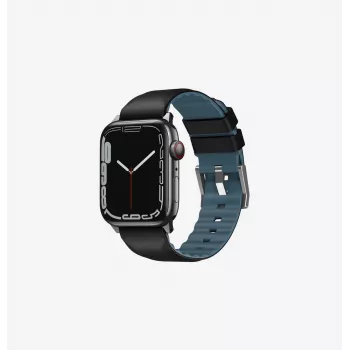 UNIQ Linus Apple Watch Armband Serie 1/2/3/4/5/6/7/8/9/SE/SE2/SE3 38/40/41mm Airosoft Silicone Middernachtzwart