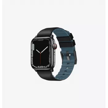 UNIQ Linus Apple Watch Armband Serie 1/2/3/4/5/6/7/8/9/SE/SE2/SE3/Ultra/Ultra 2/Ultra 3 42/44/45/49mm Airosoft Silicone Middernachtzwart