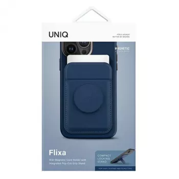 UNIQ Flixa Magnetic Wallet Stand voor MagSafe iPhone 12-15 serie, marineblauw