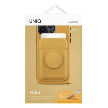UNIQ Flixa Magnetic Card Wallet met kickstand Canary Yellow MagSafe