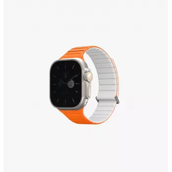 UNIQ Revix Evo Reversible Magnetic Silicone Strap voor Apple Watch Series 1/2/3/4/5/6/7/8/9/SE/SE2/SE3/Ultra/Ultra2/Ultra3 42/44/45/49mm Viridian Green / Burnt Yellow