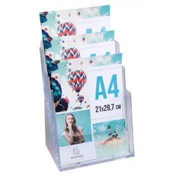 Exacompta A4 baliestandaard met 3 vakken, polystyreen, transparant, 155 x 237 x 339 mm (74158D)