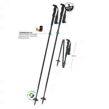 Komperdell Fx Lite Carbon Vario Approach Trekkingstokken, blauw