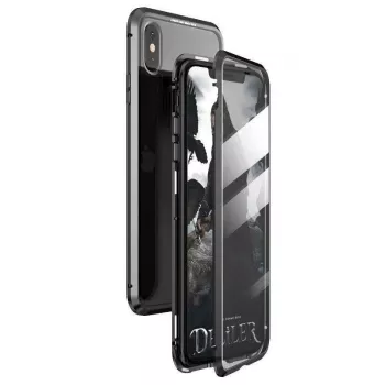 Wozinsky volledig magnetische case 360 voor- en achterbescherming met ingebouwd glas voor Samsung Galaxy A72 4G zwart-transparant