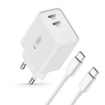 Tech-Protect C35W 2-poorts USB-C oplader wit
