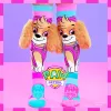 MADMIA Paw Patrol Skye kinderkniestrümpfe met 3D pluche oren - roze/blauw/wit