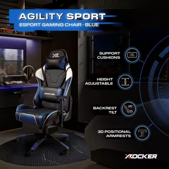 X Rocker Agility eSports gamingstoel blauw/zwart