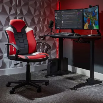 X Rocker Saturn 5120101 gaming bureaustoel voor tieners, tot 100 kg, zwart/rood