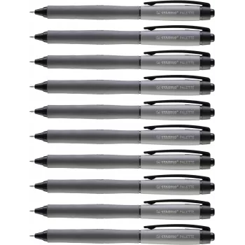 STABILO Palette Retractable fineliner pen - zwart - 0,4 mm fijn - ambidexter - kunststof huls - rubberen grip