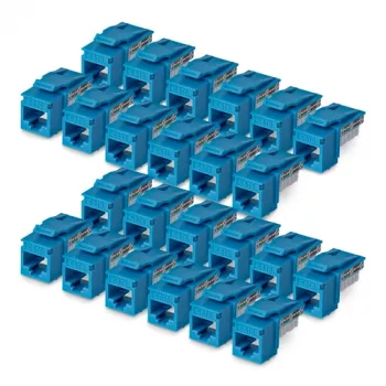 StarTech.com Cat6 Keystone Jack 24-pack, RJ45 Ethernet Keystone koppelstuk, UTP Cat6 wandcontactdoos, 90 graden 110 Punch Down, blauw